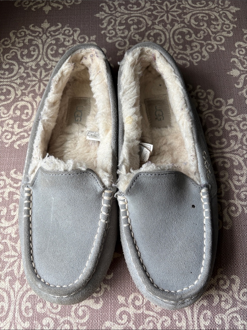 UGG women’s gray Moccasin Slippers size 9
